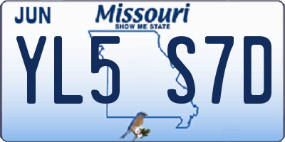 MO license plate YL5S7D