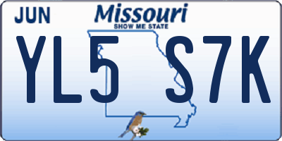 MO license plate YL5S7K