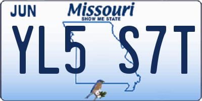MO license plate YL5S7T