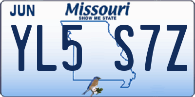 MO license plate YL5S7Z