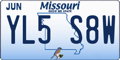 MO license plate YL5S8W