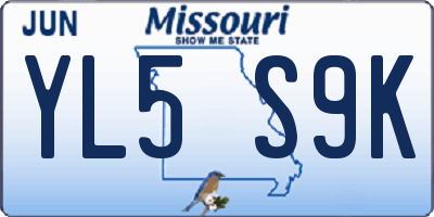 MO license plate YL5S9K