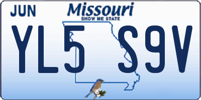 MO license plate YL5S9V