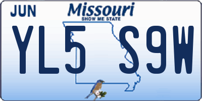 MO license plate YL5S9W