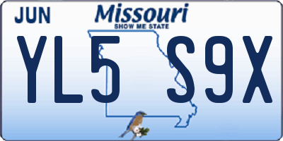 MO license plate YL5S9X