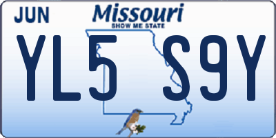 MO license plate YL5S9Y