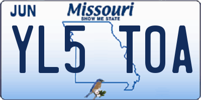 MO license plate YL5T0A