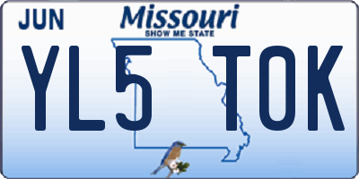 MO license plate YL5T0K