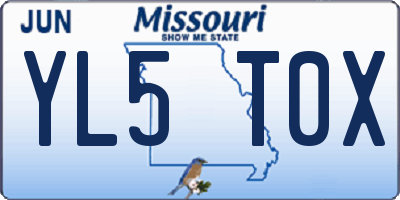 MO license plate YL5T0X