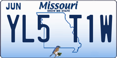 MO license plate YL5T1W