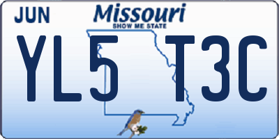 MO license plate YL5T3C