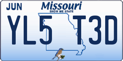 MO license plate YL5T3D