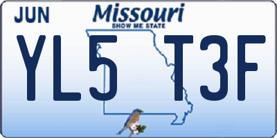 MO license plate YL5T3F