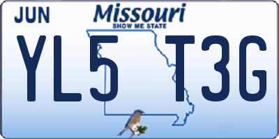 MO license plate YL5T3G