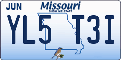 MO license plate YL5T3I