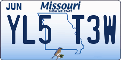 MO license plate YL5T3W