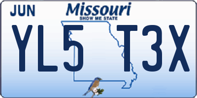 MO license plate YL5T3X