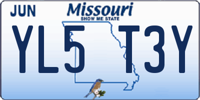 MO license plate YL5T3Y
