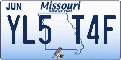 MO license plate YL5T4F