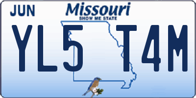 MO license plate YL5T4M