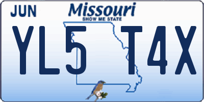 MO license plate YL5T4X