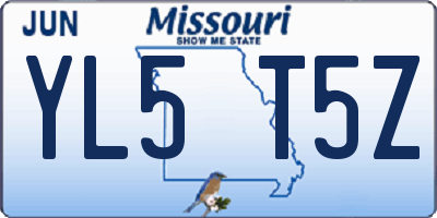 MO license plate YL5T5Z