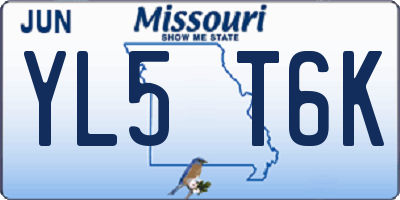 MO license plate YL5T6K