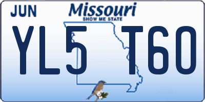 MO license plate YL5T6O