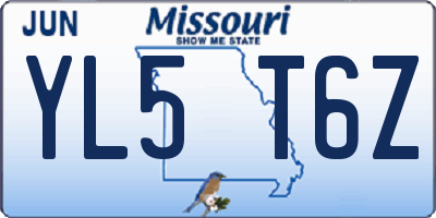 MO license plate YL5T6Z