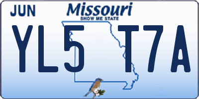 MO license plate YL5T7A