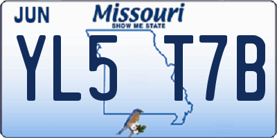 MO license plate YL5T7B