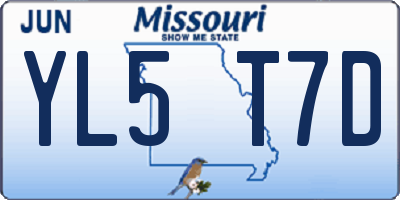 MO license plate YL5T7D
