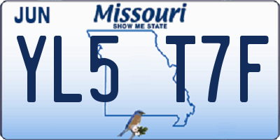 MO license plate YL5T7F