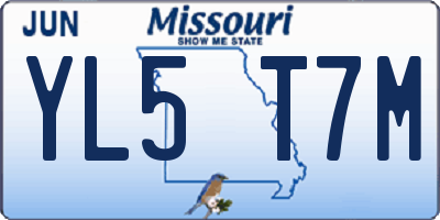 MO license plate YL5T7M