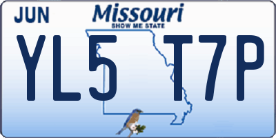 MO license plate YL5T7P