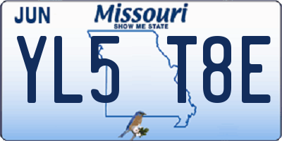 MO license plate YL5T8E