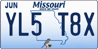 MO license plate YL5T8X