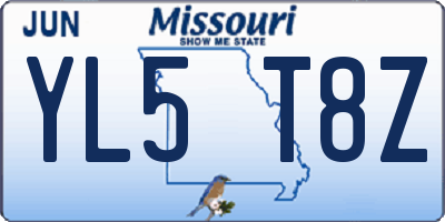 MO license plate YL5T8Z
