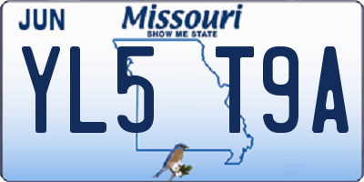 MO license plate YL5T9A