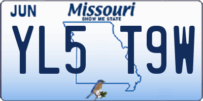 MO license plate YL5T9W