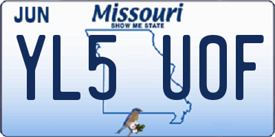 MO license plate YL5U0F
