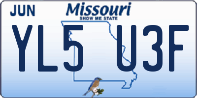 MO license plate YL5U3F