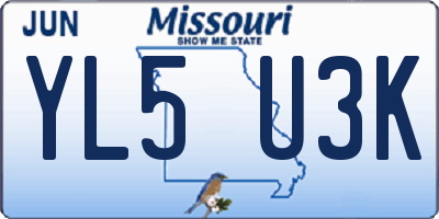 MO license plate YL5U3K