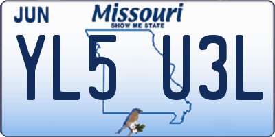 MO license plate YL5U3L