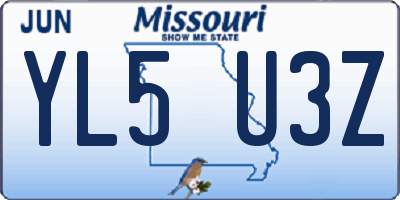 MO license plate YL5U3Z