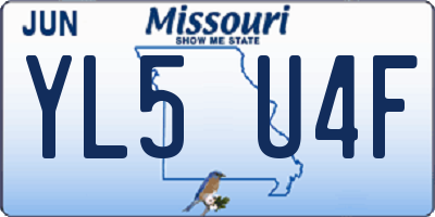 MO license plate YL5U4F