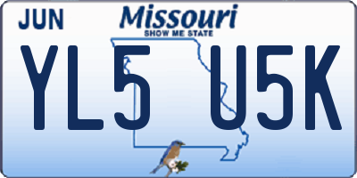MO license plate YL5U5K
