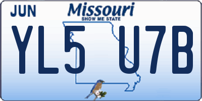 MO license plate YL5U7B