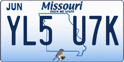 MO license plate YL5U7K