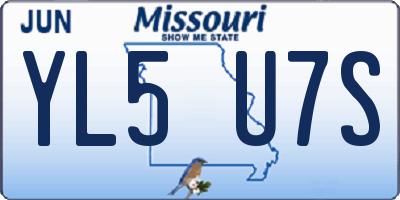 MO license plate YL5U7S